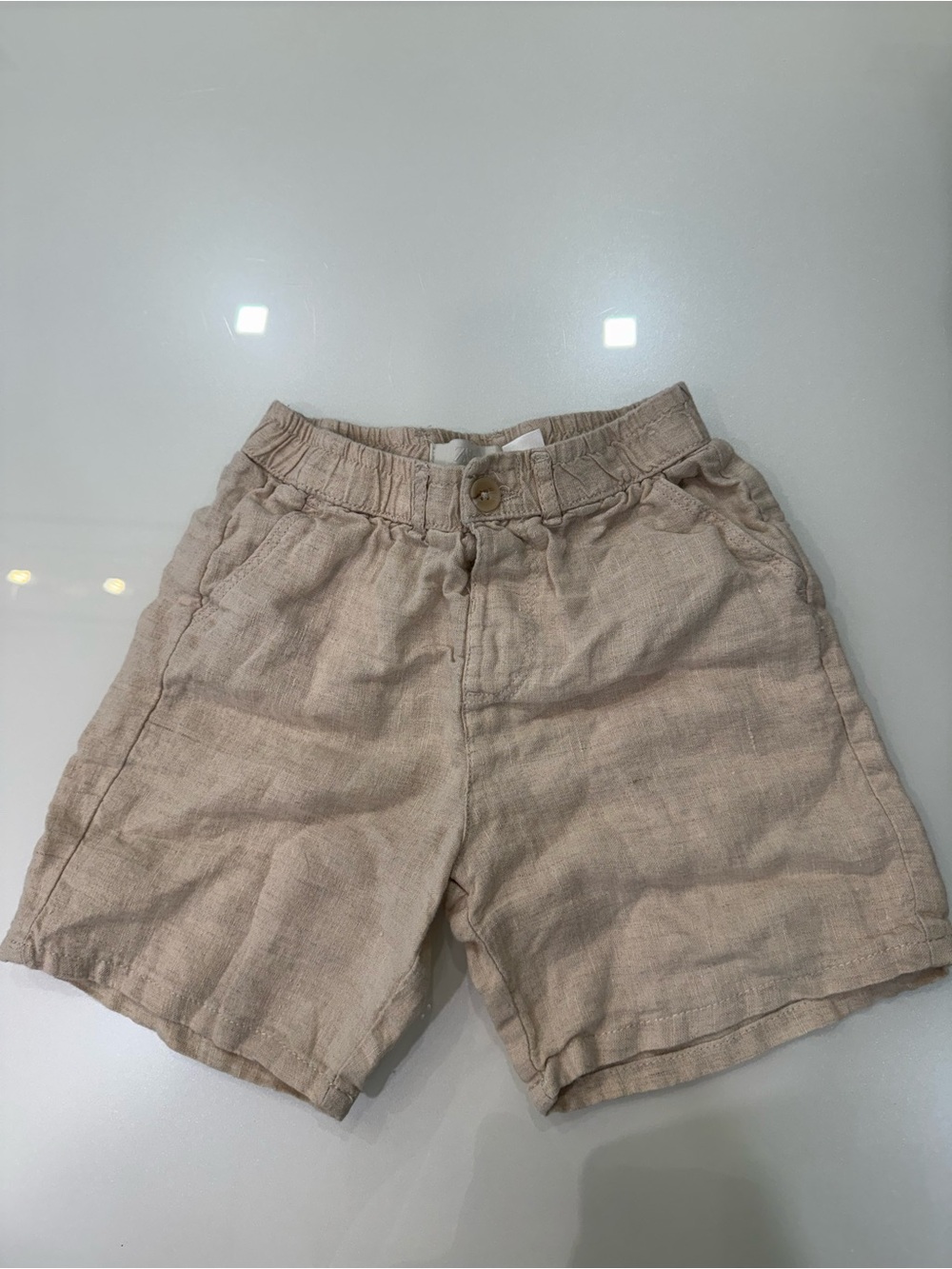 Zara beige linen-look kids shorts